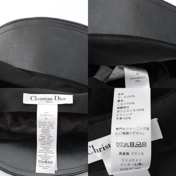 Dior Wool Logo Charm Bee Embroidery Beret Hat 81 Ddr921 G103 Black 57 main image 9